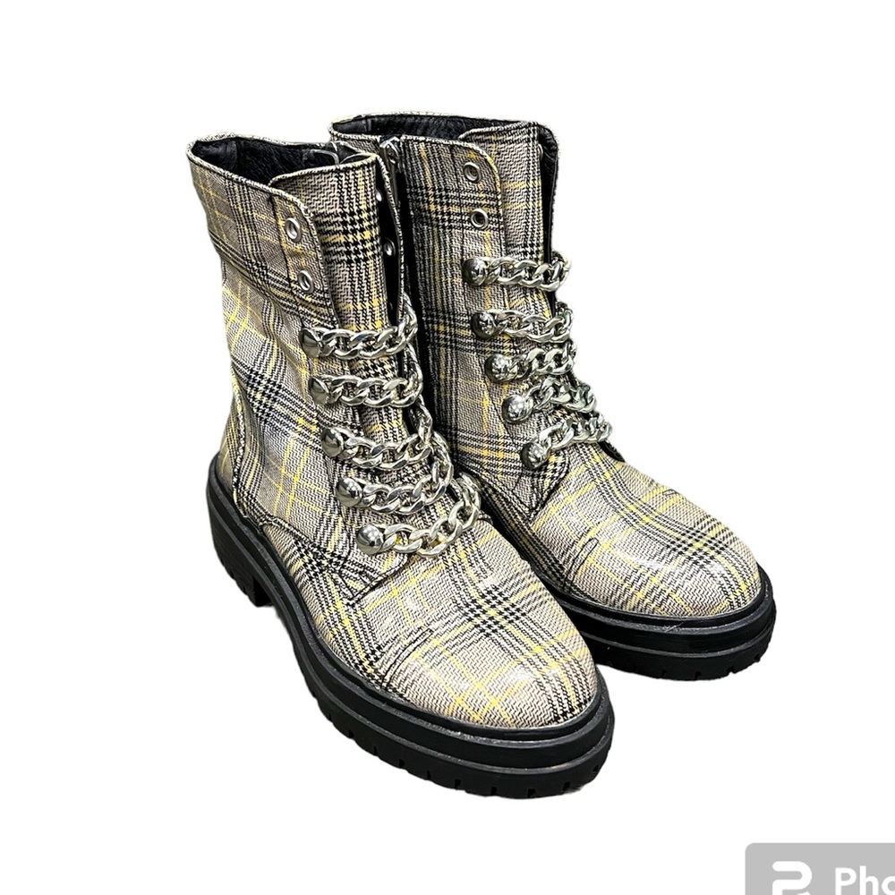 Circus by Sam Edelman Plaid Gili Chunky Combat Boots Size 5.5